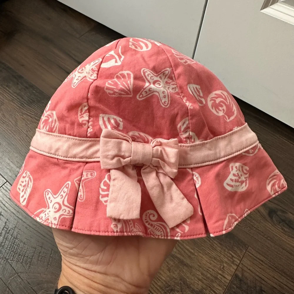 Janie and Jack Pink Beachy Bucket Hat (Size 0-3 Months)